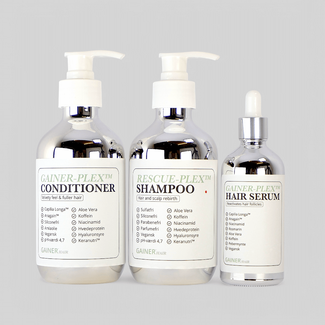 Essential Pack – komplet hårpleje med shampoo, balsam og serum for sundt, blødt og fyldigt hår og en velplejet hovedbund.