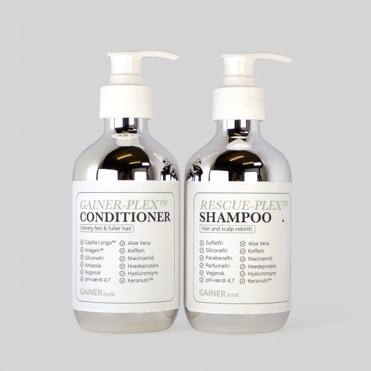 Skånsom shampoo & plejende conditioner, der styrker hår og hovedbund, fremmer vækst og efterlader blødt, fyldigt hår.
