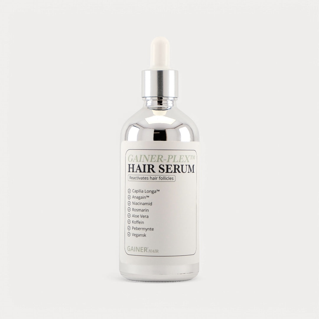 Gainer-Plex Hårserum – let serum med naturlige ingredienser, der stimulerer hårvækst og styrker både hår og hovedbund.