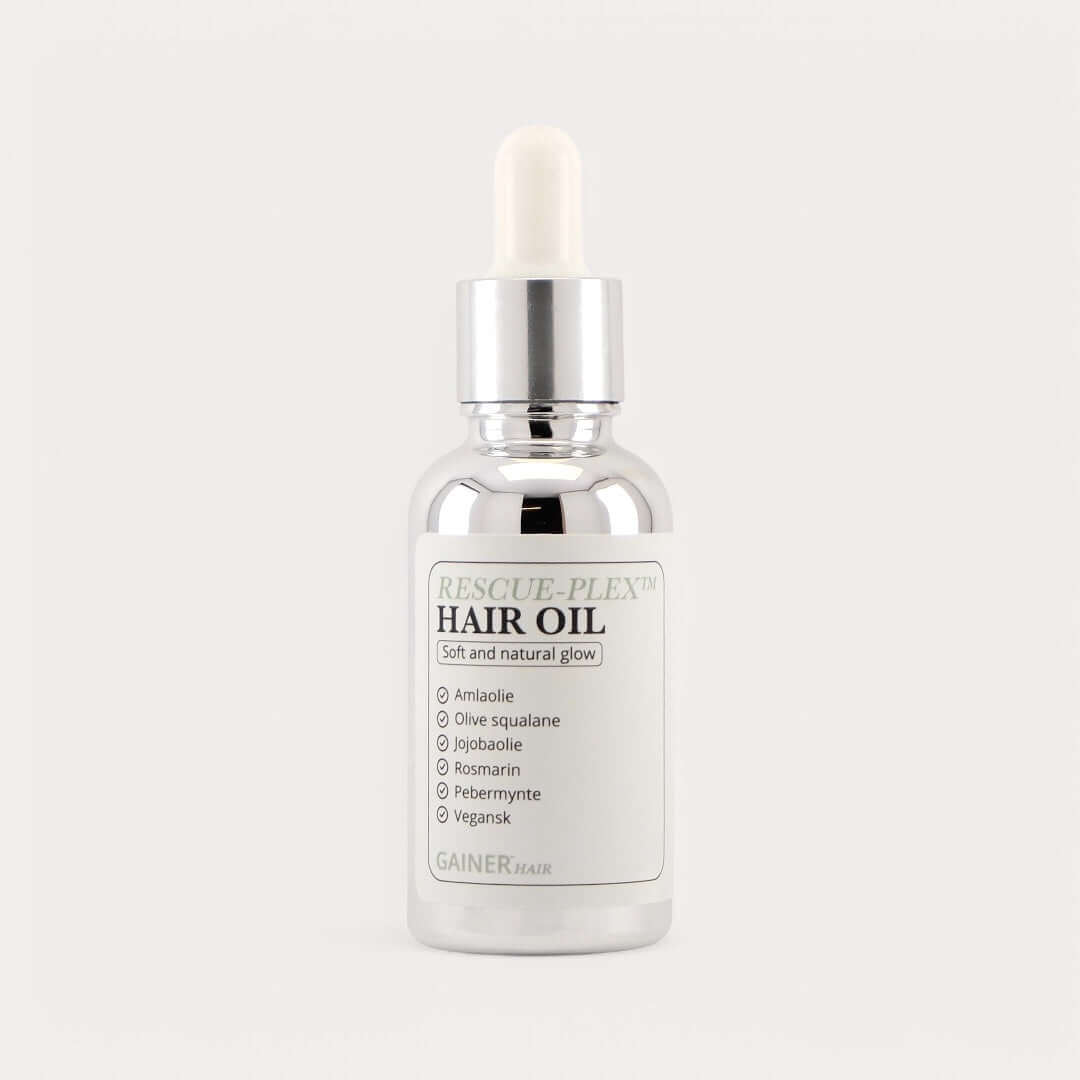 Rescue-Plex Hair Oil – let olie, der plejer, styrker og giver glans uden at fedte. Perfekt til krøllet og almindeligt hår.