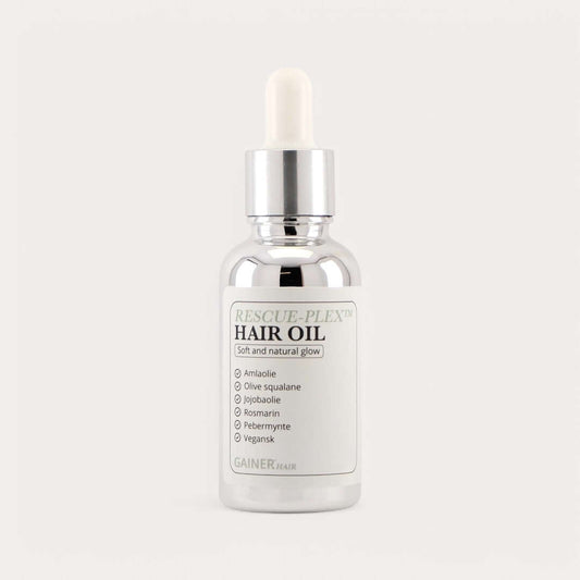 Rescue-Plex Hair Oil – let olie, der plejer, styrker og giver glans uden at fedte. Perfekt til krøllet og almindeligt hår.